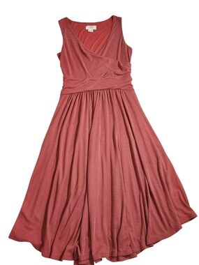 Anthropologie Maeve Nora Textured Dress XS Rust Faux Wrap Midi Dress